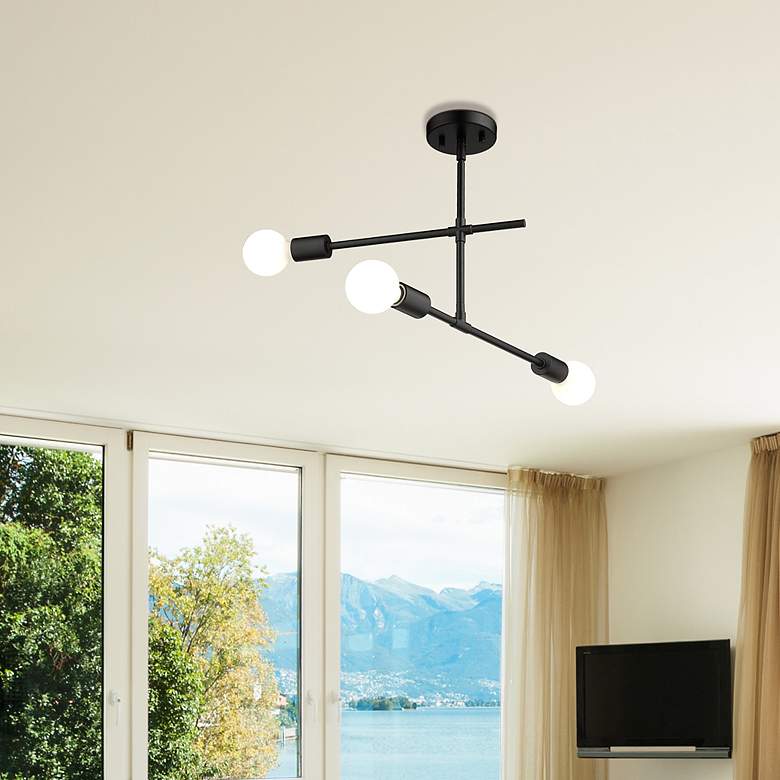 Image 3 Modernist by Z-Lite Matte Black 3 Light Semi Flush Mount more views