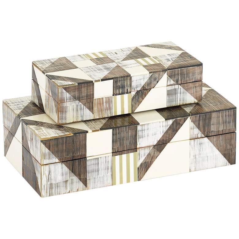 Image 1 Modernist Gray Natural Decorative Boxes Set of 2