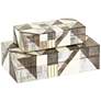 Modernist Gray Natural Decorative Boxes Set of 2