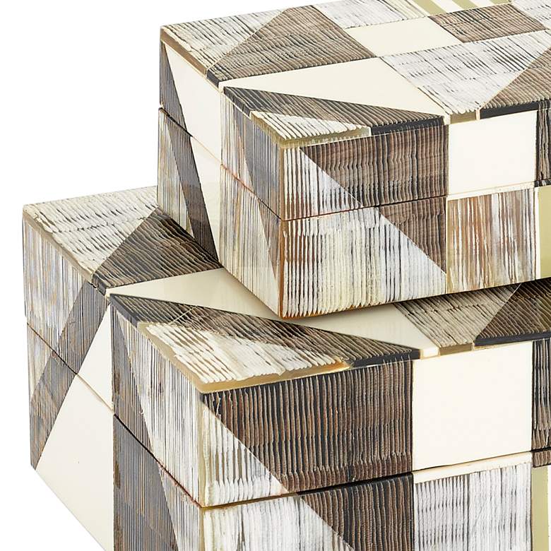 Image 2 Modernist Gray Natural Decorative Boxes Set of 2 more views