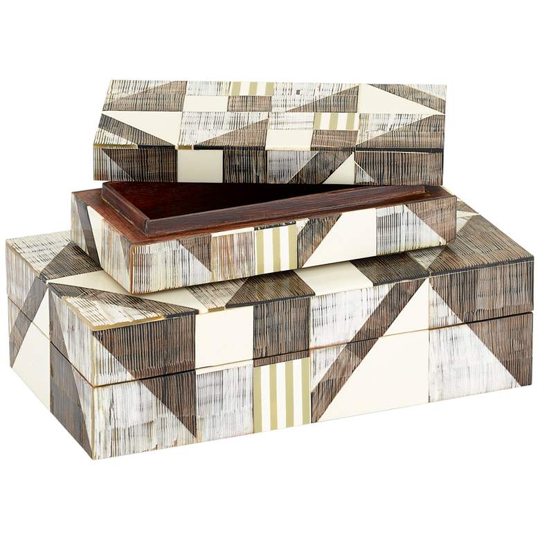 Image 3 Modernist Gray Natural Decorative Boxes Set of 2 more views