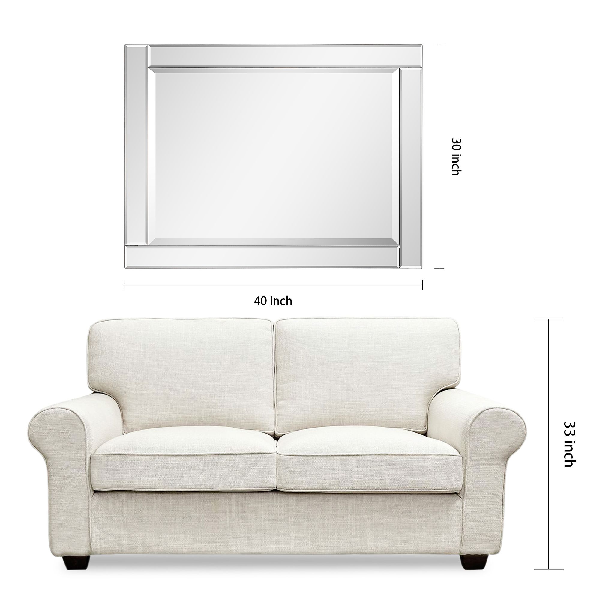 Moderno Beveled 40" x 30" Oversized Rectangular Wall Mirror