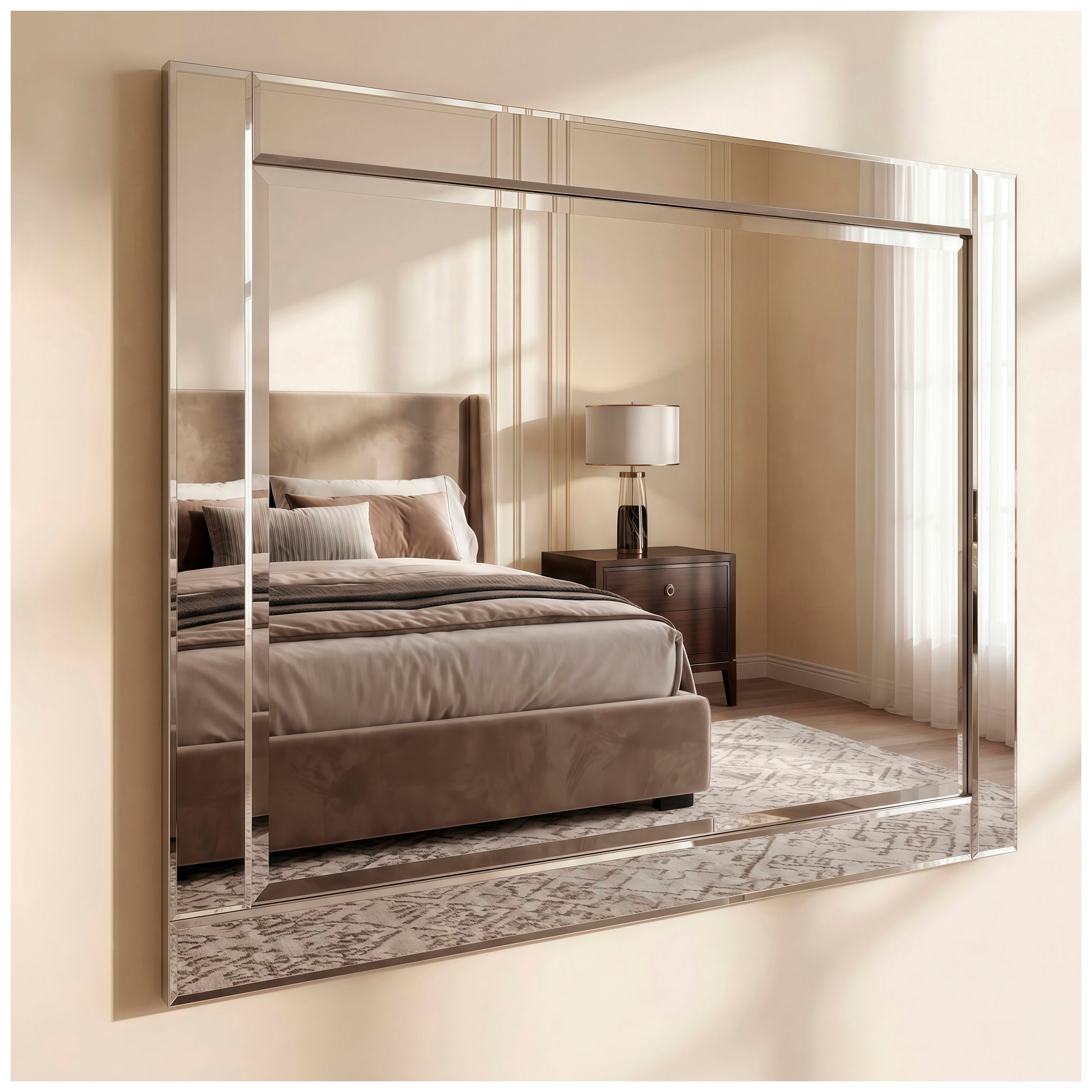 Moderno Beveled 40" x 30" Oversized Rectangular Wall Mirror