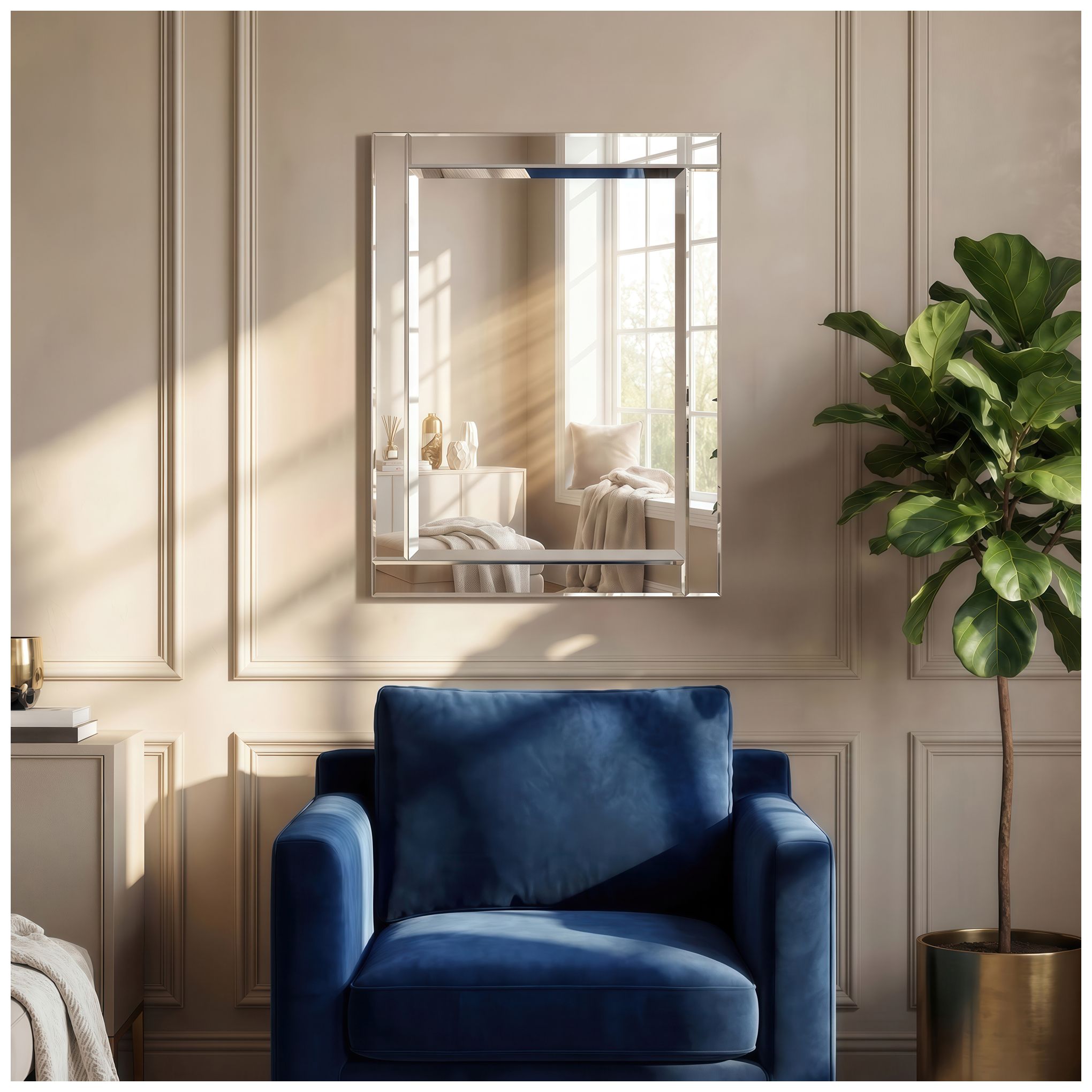 Moderno Beveled 40" x 30" Oversized Rectangular Wall Mirror