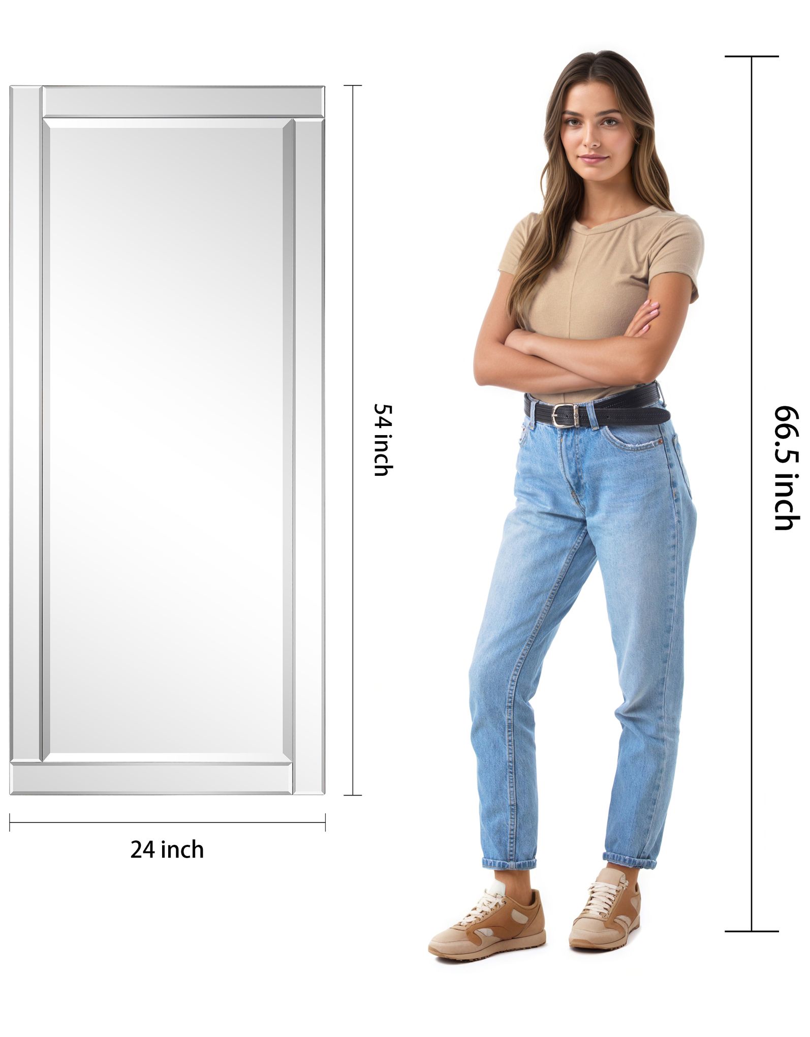 Moderno Clear 24" x 54" Rectangular Wall Mirror