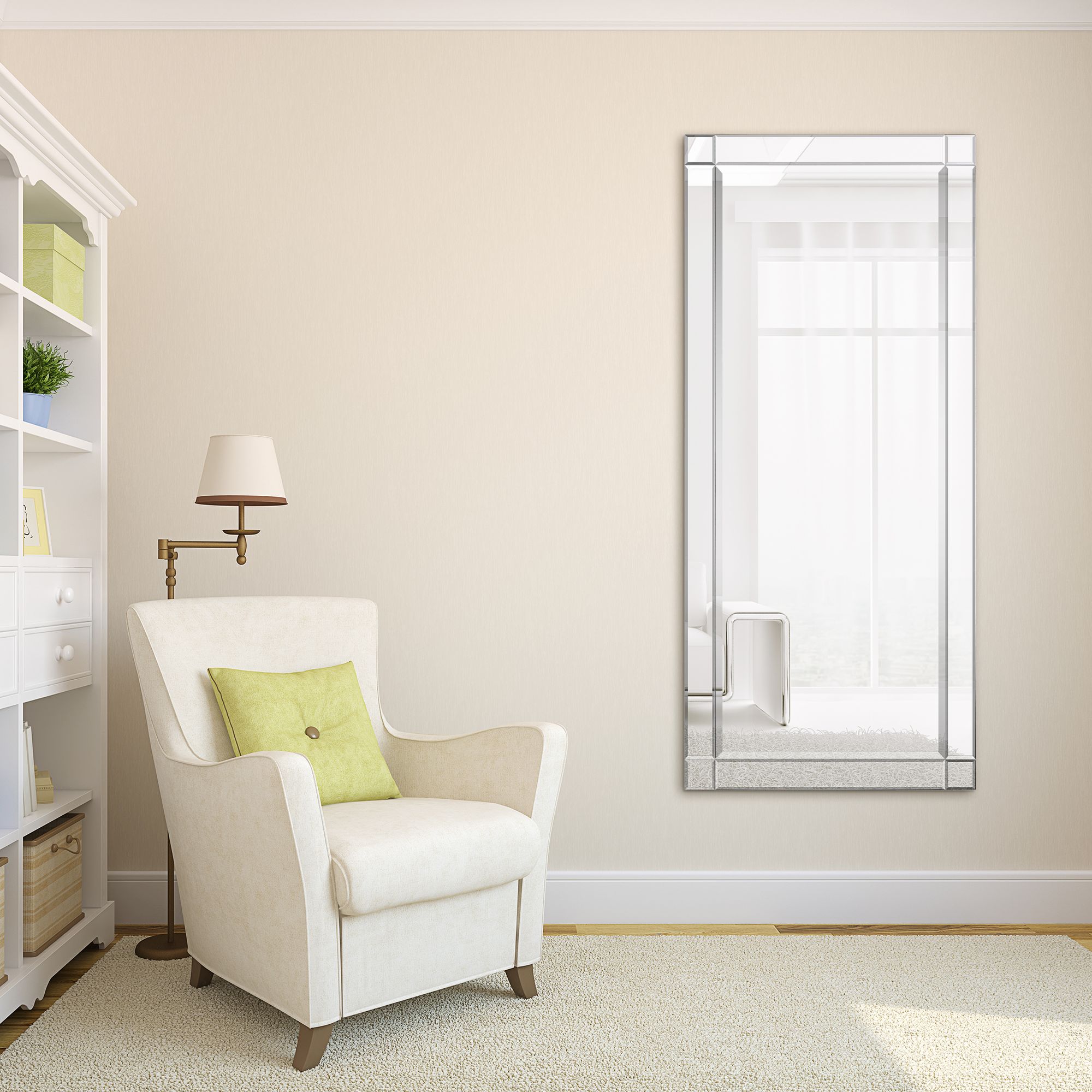 Moderno Clear 24" x 54" Squared Corner Wall Mirror in scene