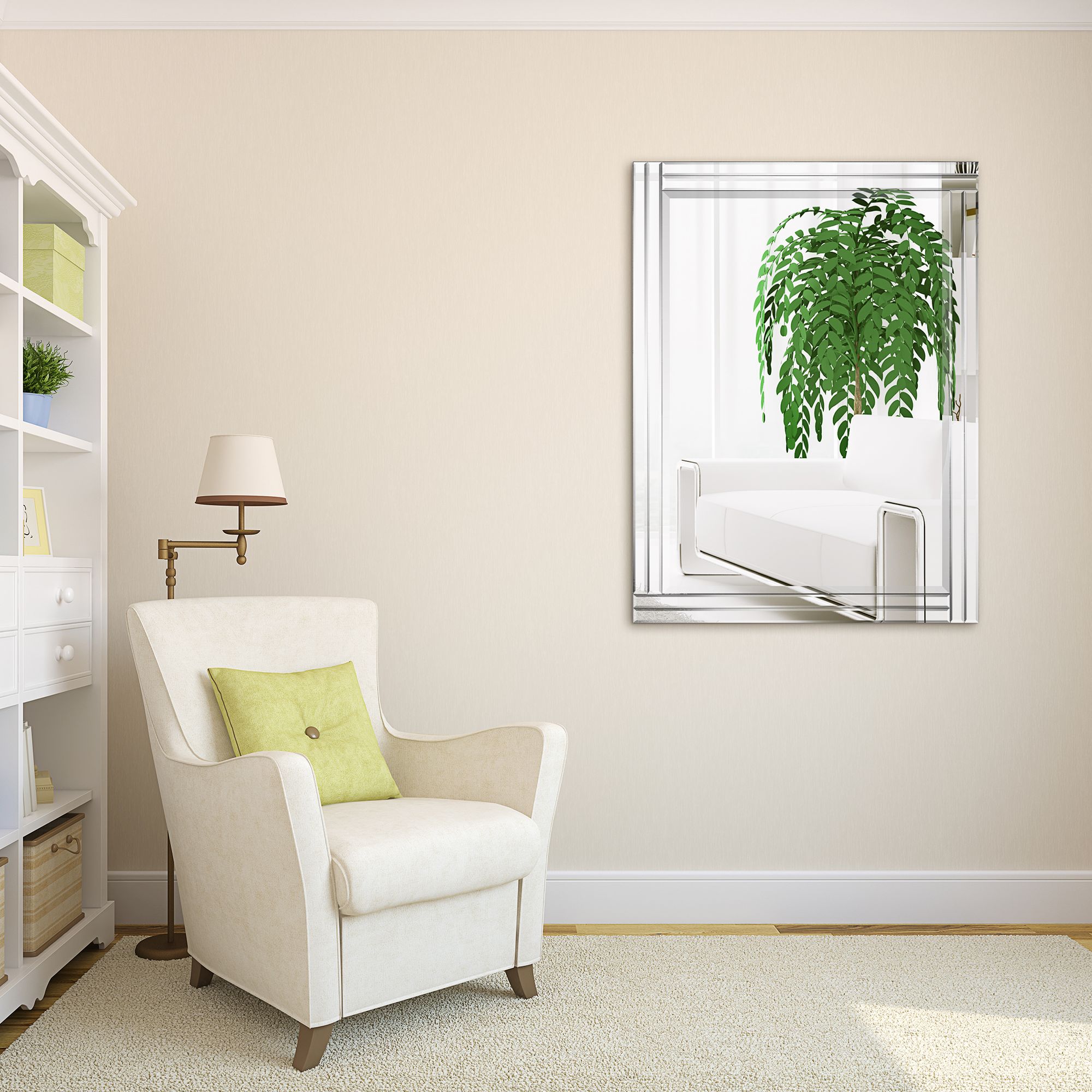 Moderno Clear 30" x 40" Rectangular Wall Mirror in scene