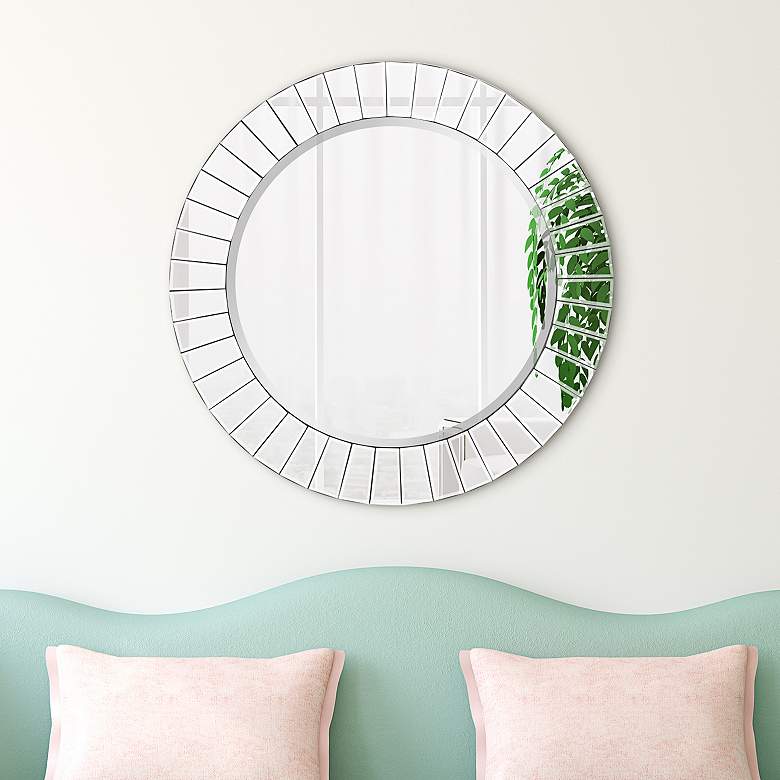 Image 1 Moderno Multi-Faceted Beveled 32" Round Wall Mirror