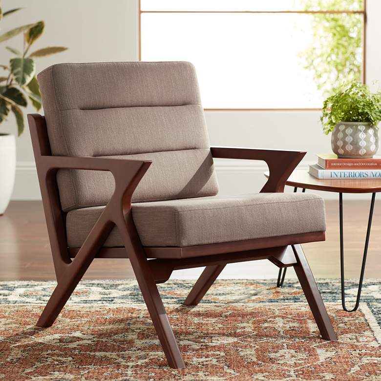 Image 1 Moderno Walnut and Light Brown Modern Accent Chair