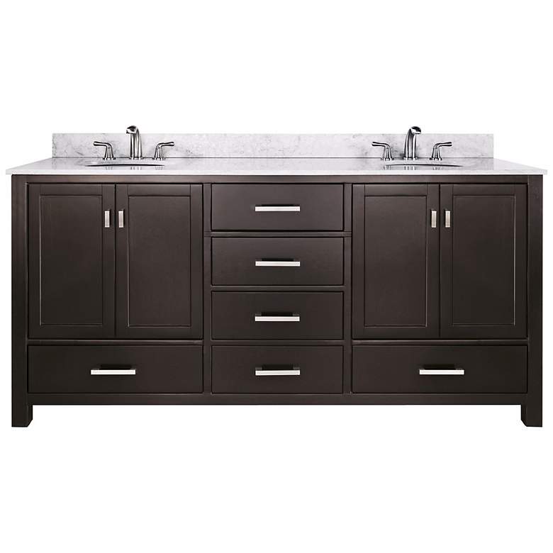 Image 1 Modero White Marble Top 73 inch Wide Double-Sink Bath Vanity