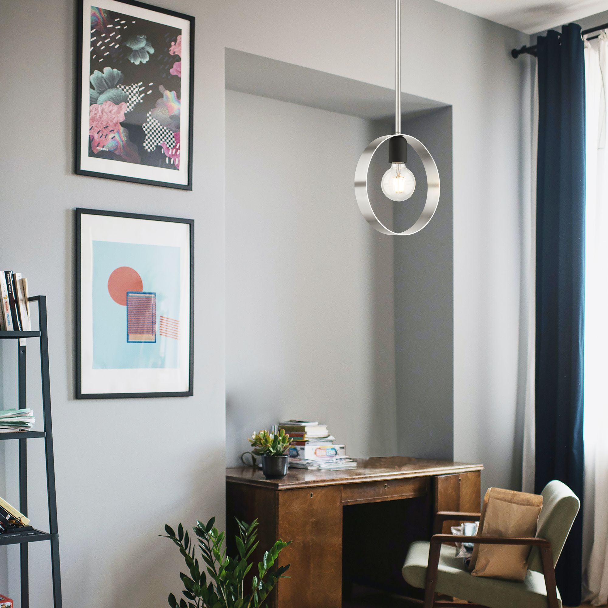 Modesto 1 Light Brushed Nickel Pendant