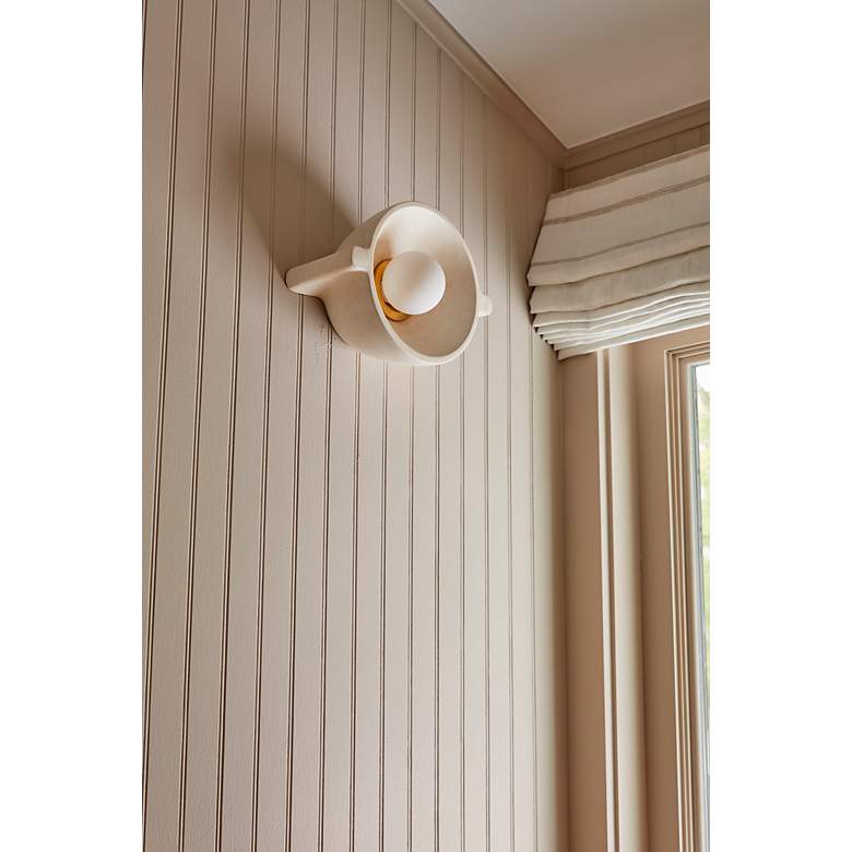 Image 4 Modesto 10" High Fossil White and Gold Wall Sconce more views