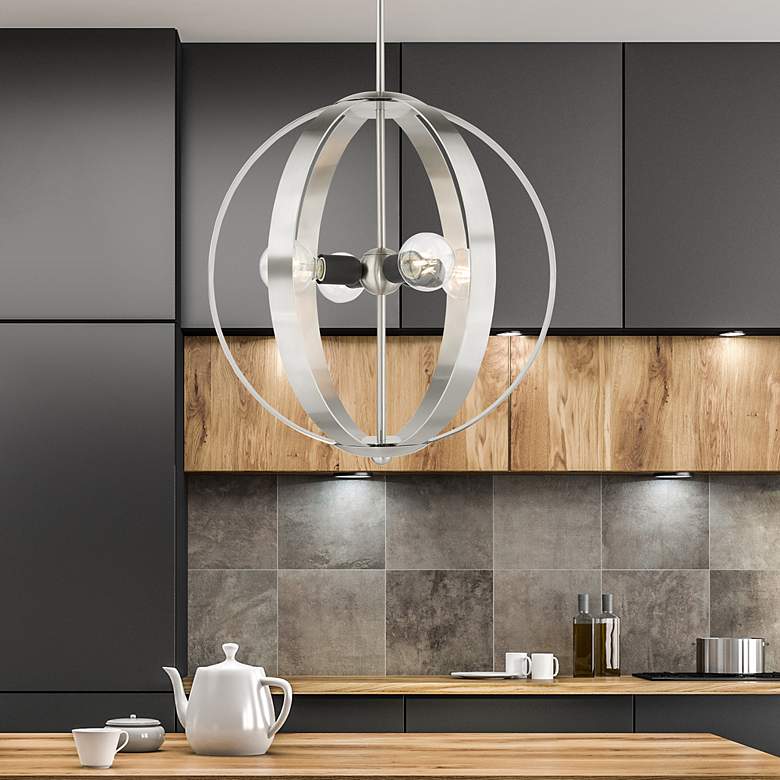 Image 1 Modesto 4 Light Brushed Nickel Chandelier