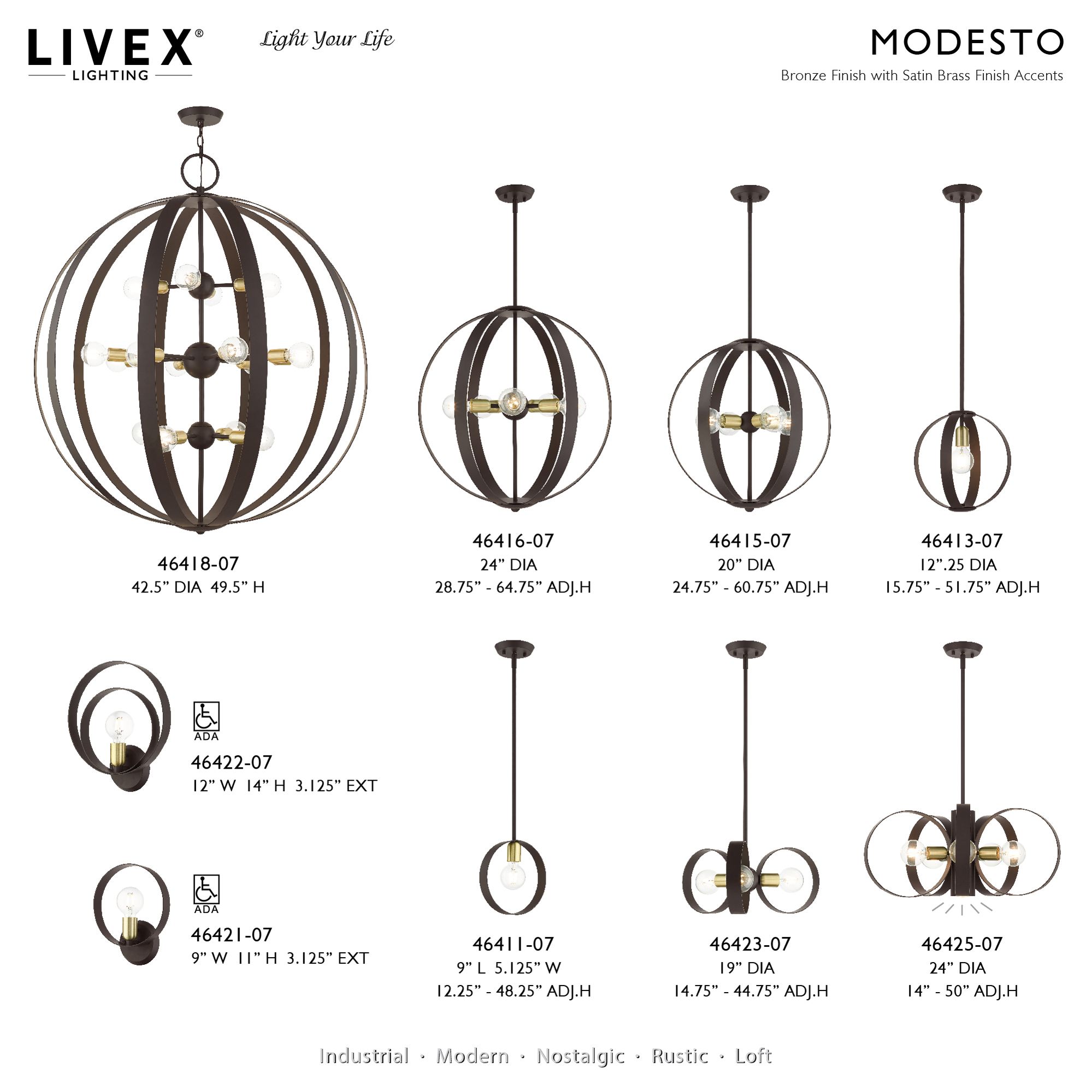Modesto 5 Light Bronze Chandelier