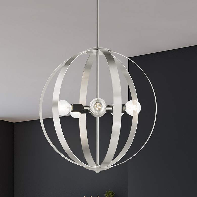 Image 1 Modesto 5 Light Brushed Nickel Chandelier