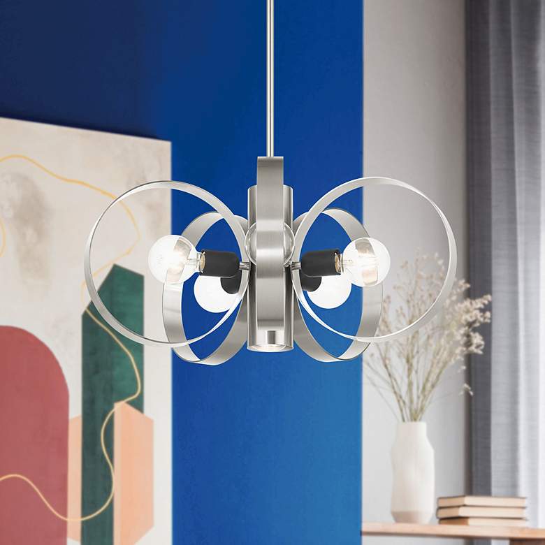 Image 1 Modesto 6 Light Brushed Nickel Chandelier