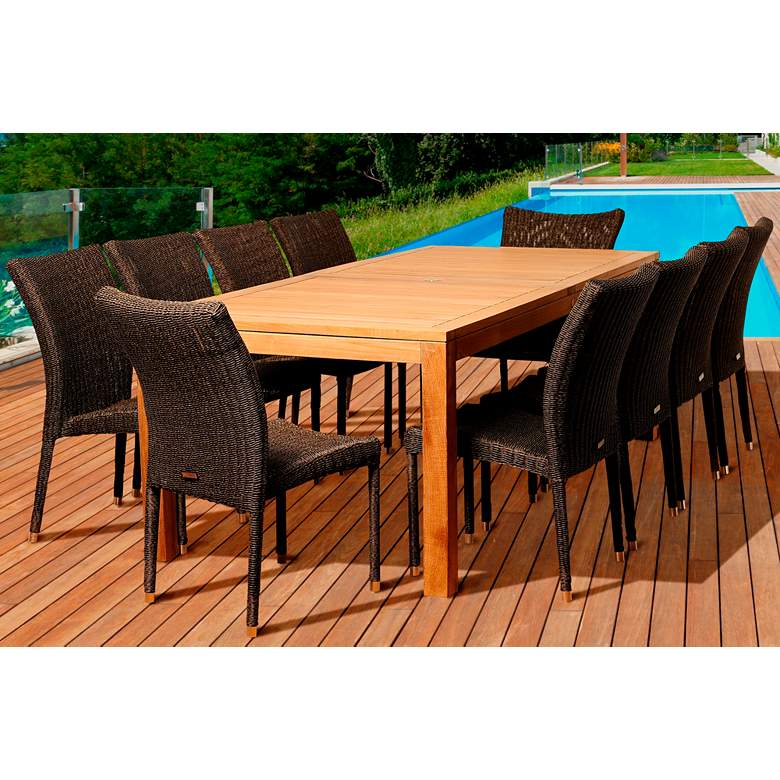 Image 1 Modesto Distressed Wicker 11-Piece Patio Dining Set