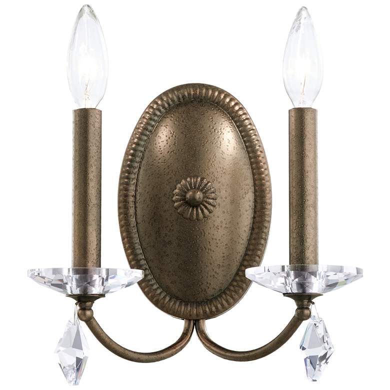 Image 1 Modique 11.5"H x 10"W 2-Light Crystal Wall Sconce in Etruscan Gol