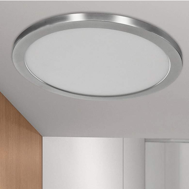 Image 1 ModPLUS - Round 7" LED Flush Mount - Brushed Steel Finish - White Acry