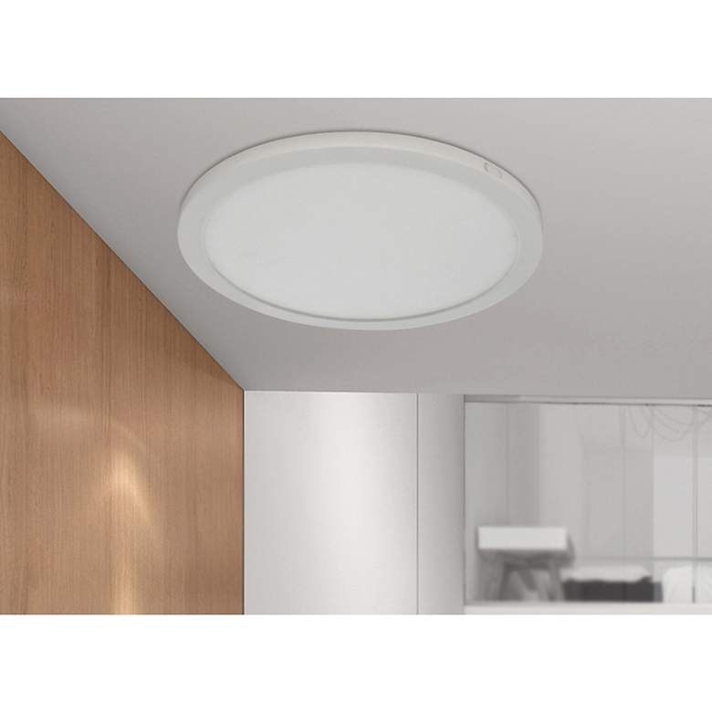 Image 3 ModPLUS - Round 7 inch LED Flush Mount - Brushed Steel Finish - White Acry more views