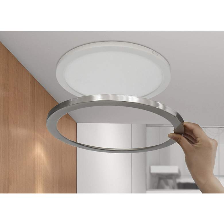 Image 5 ModPLUS - Round 7" LED Flush Mount - Brushed Steel Finish - White Acry more views