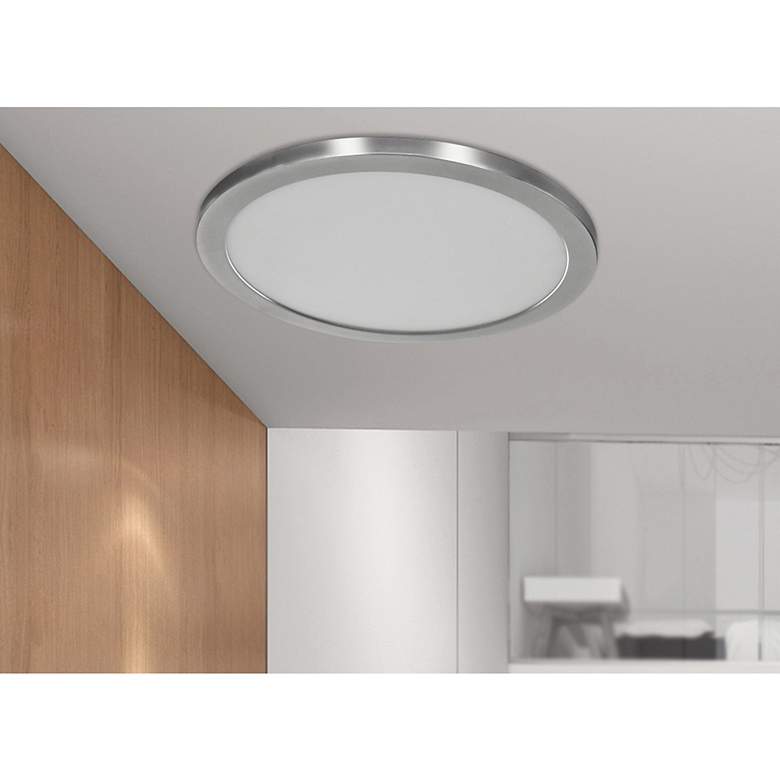 Image 6 ModPLUS - Round 7" LED Flush Mount - Brushed Steel Finish - White Acry more views