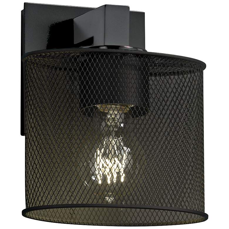 Image 1 Modular Mesh 7 3/4" High Vintage Matte Black Wall Sconce