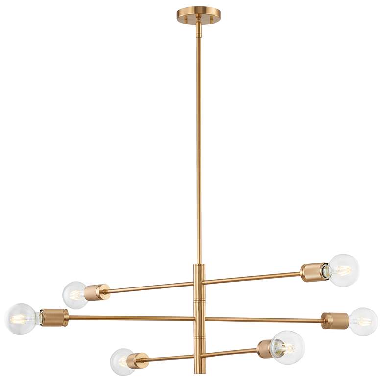 Image 1 Module 34" Wide 6-Light Chandelier - Burnished Brass