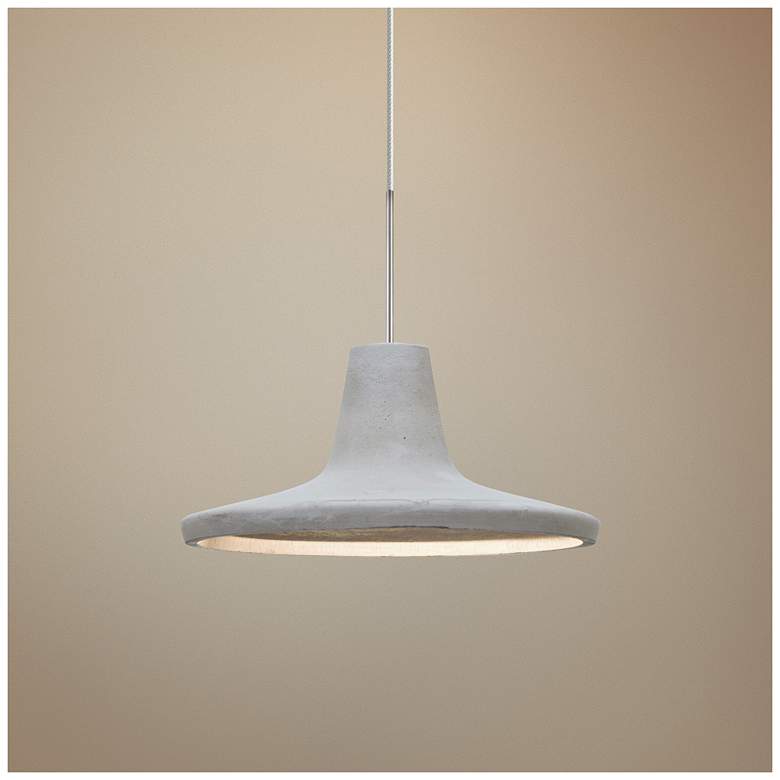 Image 1 Modus 9"W Satin Nickel Natural Concrete LED Mini Pendant