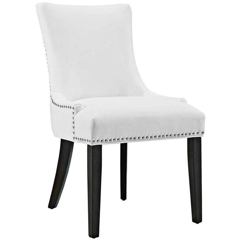 Image 2 Modway Marquis 22" Wide Nailhead Trim White Faux Leather Dining Chair