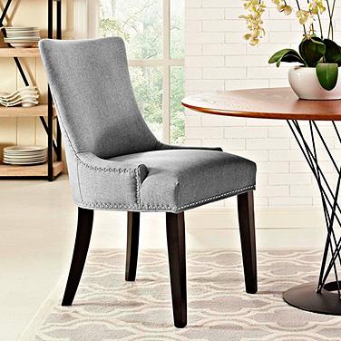 Modway Marquis 22" Wide Nailhead Trim Light Gray Fabric Dining Chair