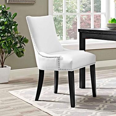 Modway Marquis 22" Wide Nailhead Trim White Faux Leather Dining Chair