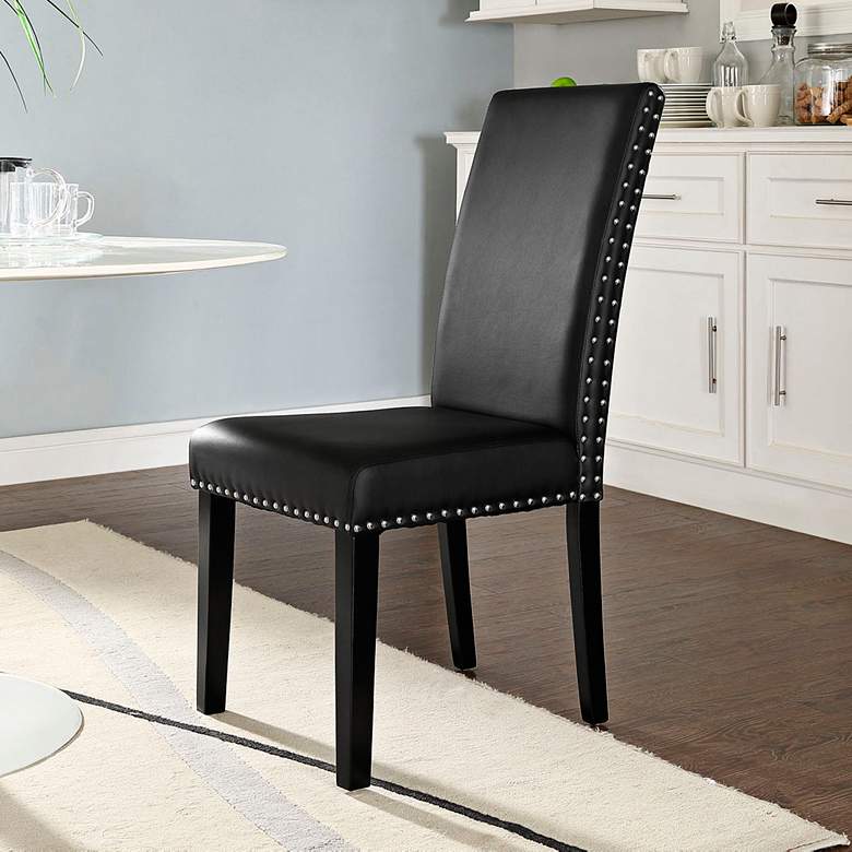 Image 1 Modway Parcel 19" Wide Black Faux Leather Dining Side Chair