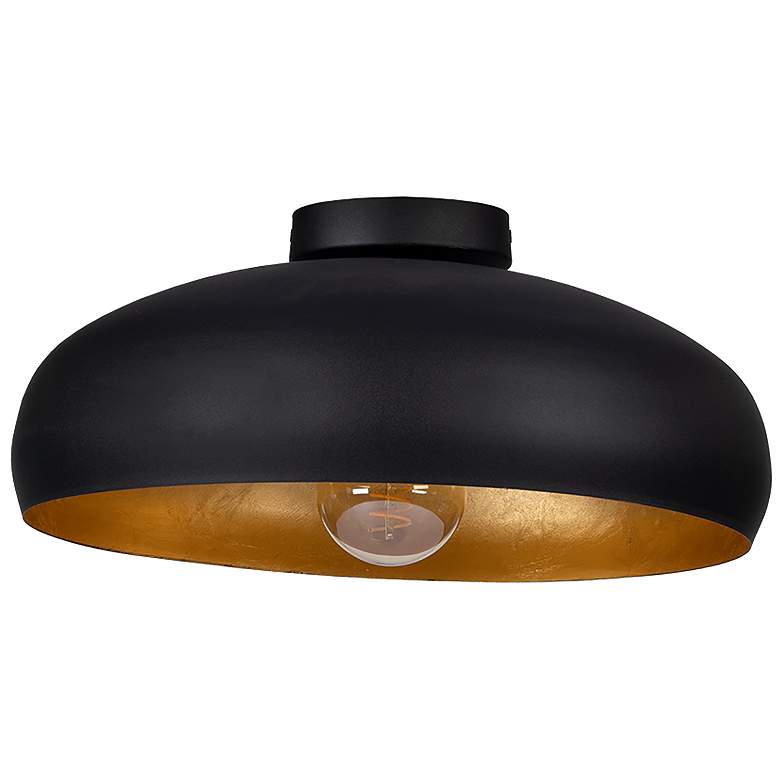 Image 1 Mogano 15.75 inch Wide Black and Gold Leaf Ceiling Light