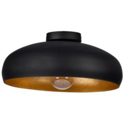 Mogano 15.75&quot; Wide Black and Gold Leaf Ceiling Light