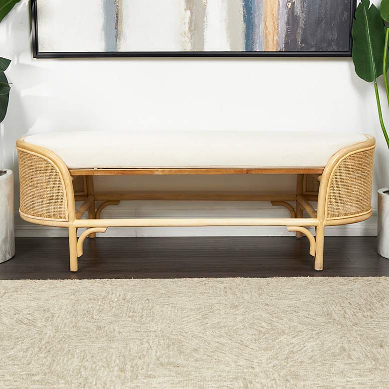 Image 1 Moira 49" Wide Brown Rattan Oval Accent Bench