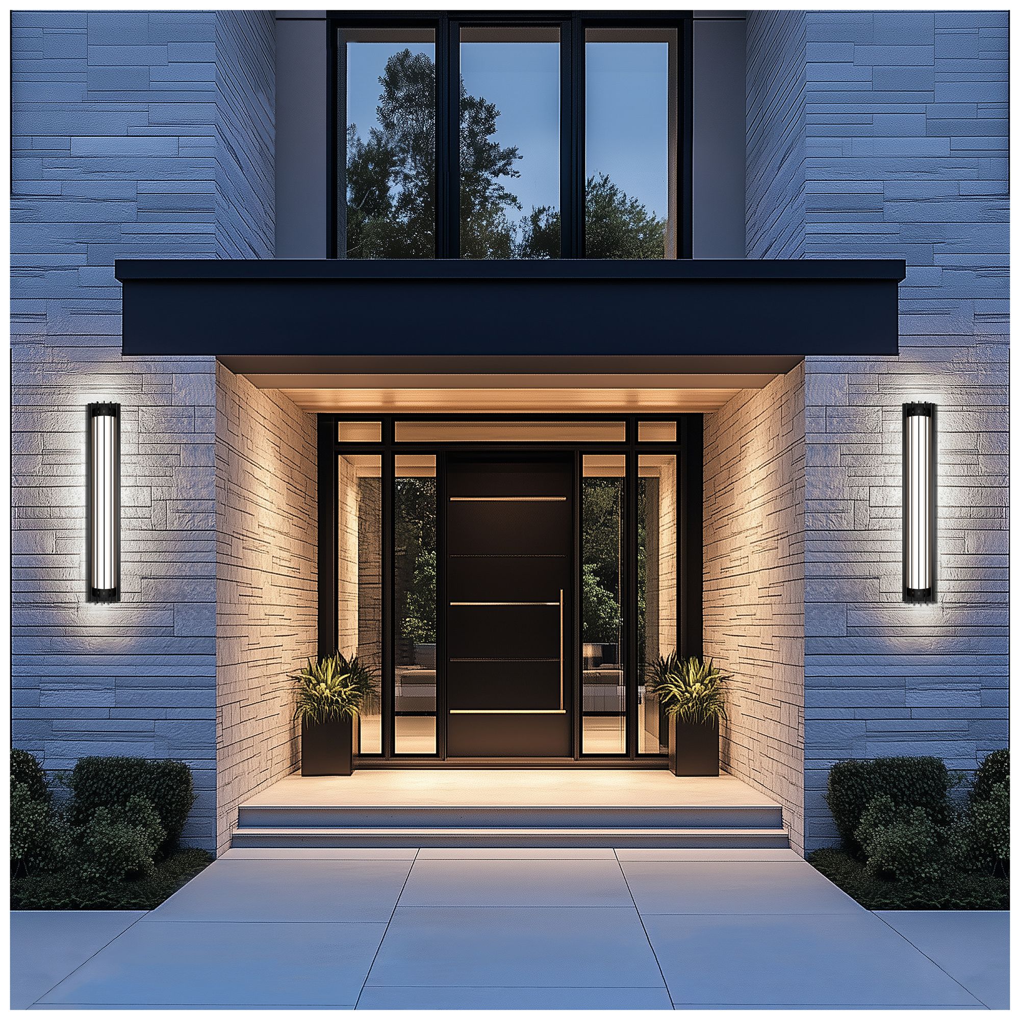 Image 5 Moline 32"H x 5.38"W 1-Light Outdoor Wall Light in Black more views