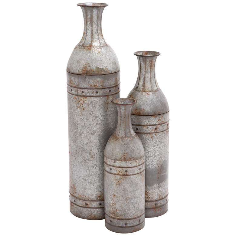 Image 2 Molise 43 inch High Distressed Gray Floor Vases Set of 3