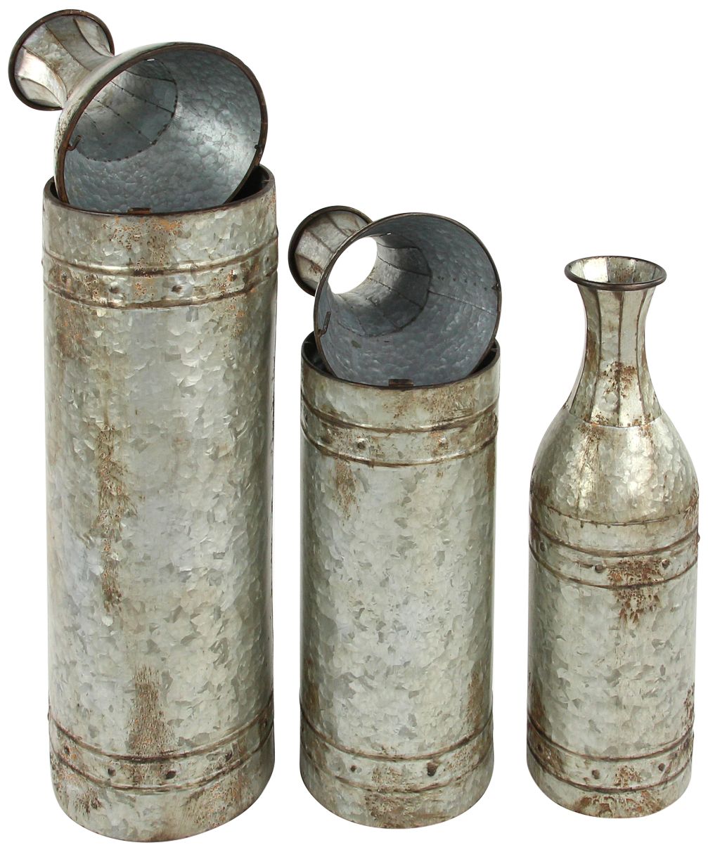 Image 4 Molise 43" High Distressed Gray Floor Vases Set of 3 more views
