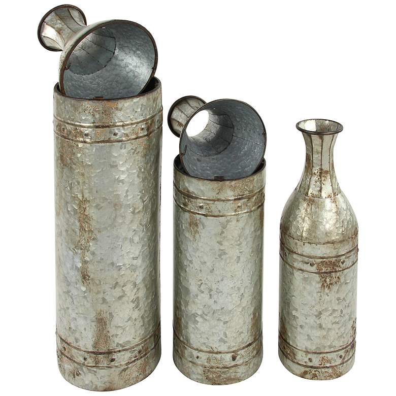 Image 4 Molise 43 inch High Distressed Gray Floor Vases Set of 3 more views