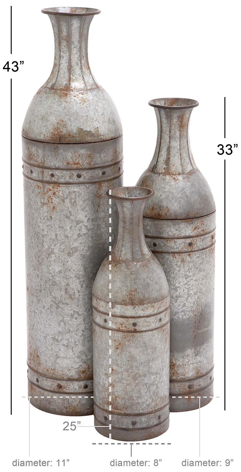 Image 5 Molise 43" High Distressed Gray Floor Vases Set of 3 more views