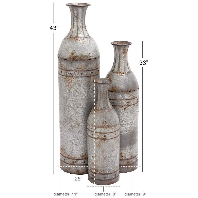 Image 5 Molise 43" High Distressed Gray Floor Vases Set of 3 more views