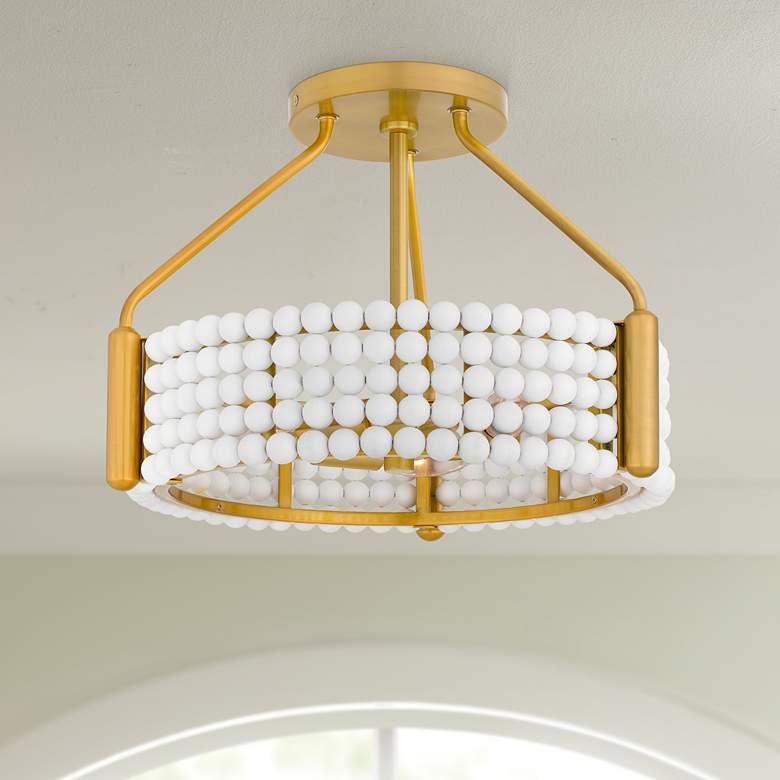 Image 1 Molly 3-Light Brushed Gold Semi-Flush Mount