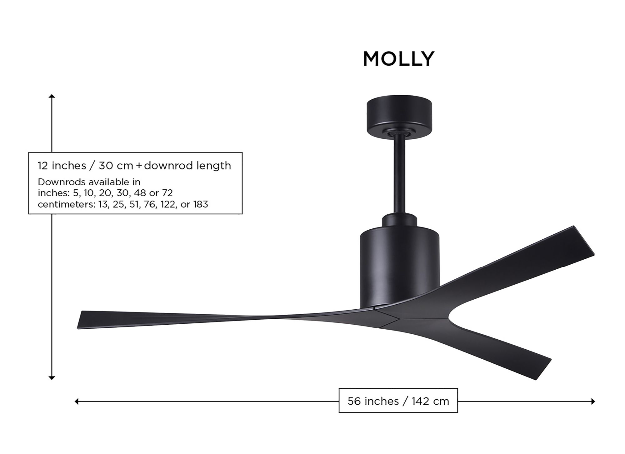 Molly 56" Wide Brushed Nickel Ceiling Fan With Matte Black Blades