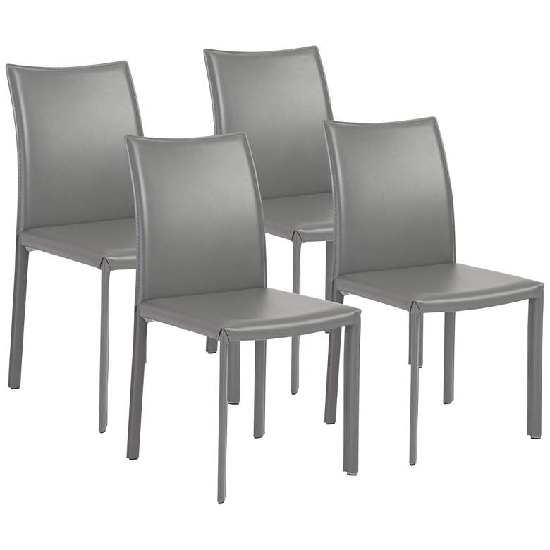 Image 1 Molly Gray Leatherette and Steel Dining Chair Set of 4