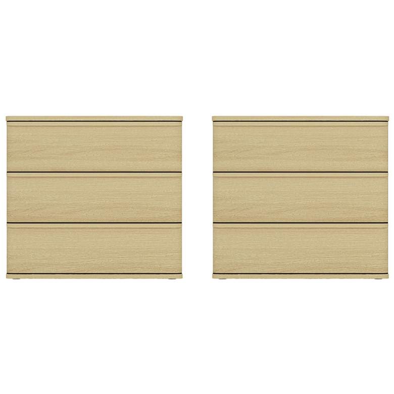 Image 2 Molly Modern Nightstand with 6 Drawers in Natural Oak - Set of 2