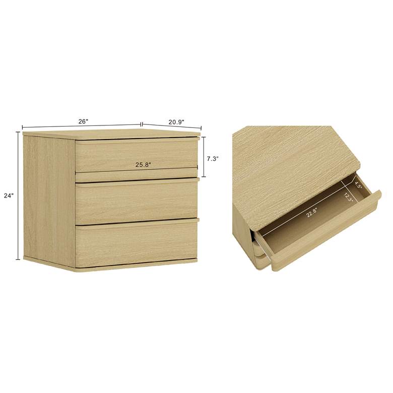 Image 3 Molly Modern Nightstand with 6 Drawers in Natural Oak - Set of 2 more views