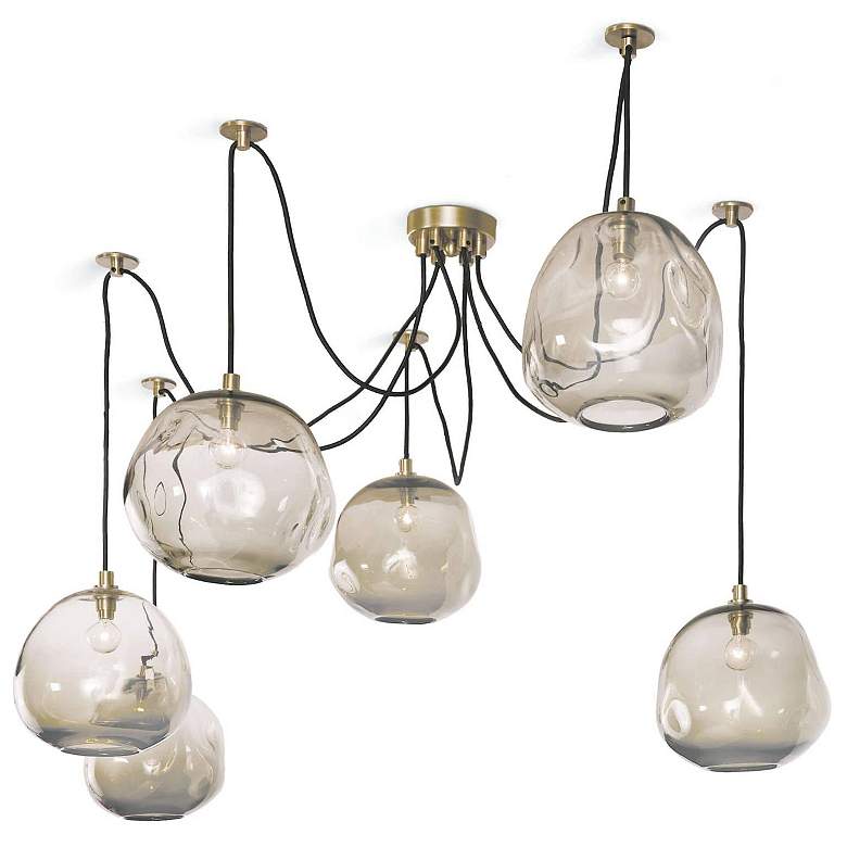 Image 1 Molten 48" Wide Natural Brass 6-Light Ceiling Light