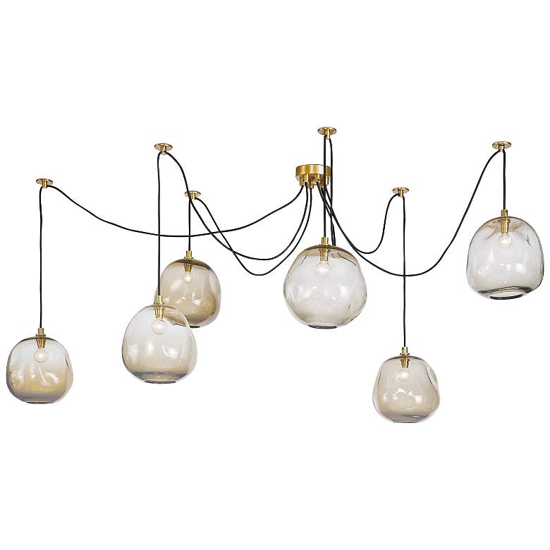 Image 1 Molten Spider 48" Wide Natural Brass 6-Light Swag Chandelier