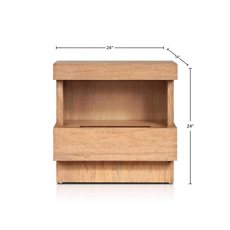 Image 4 Mona 24" Wide Oak Wood 1-Drawer Nightstand more views